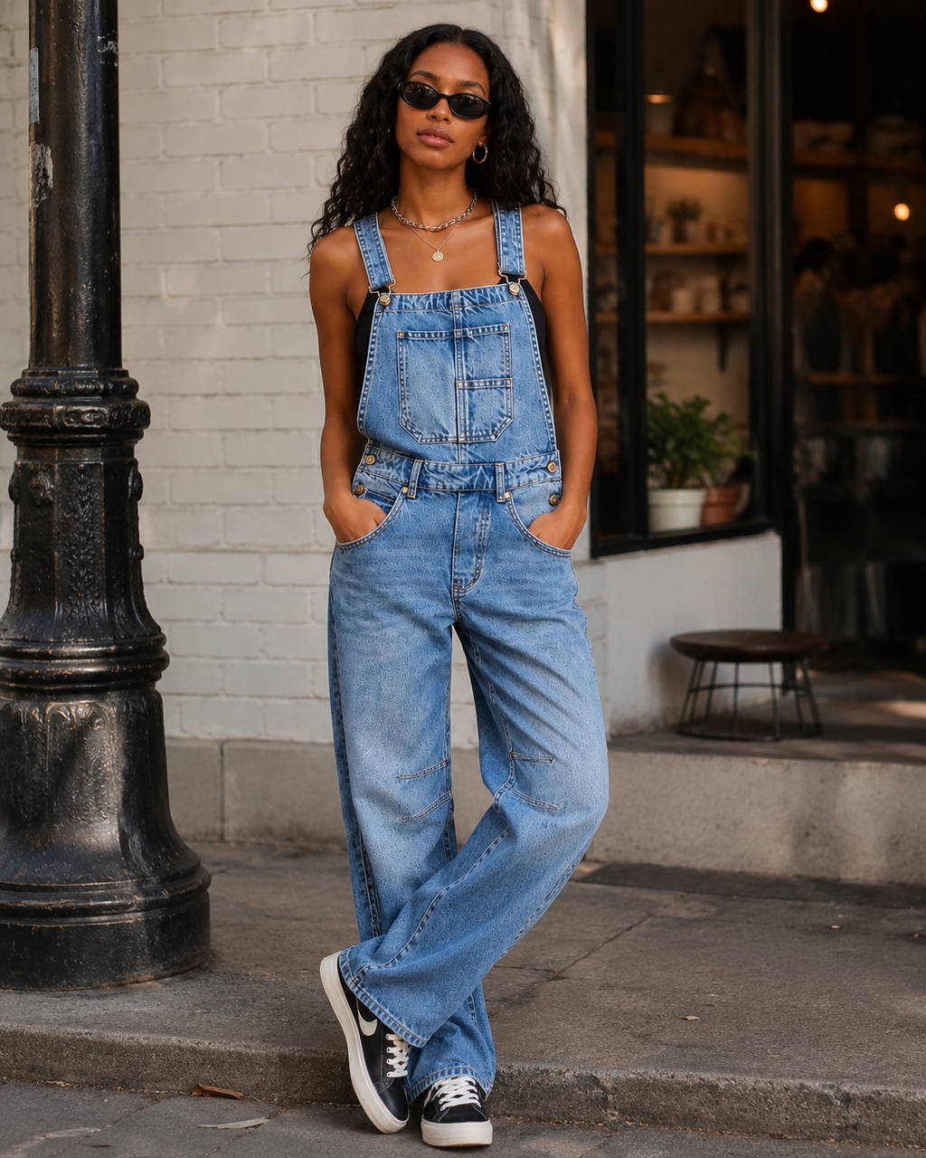 Salopette Denim Distressed Femme