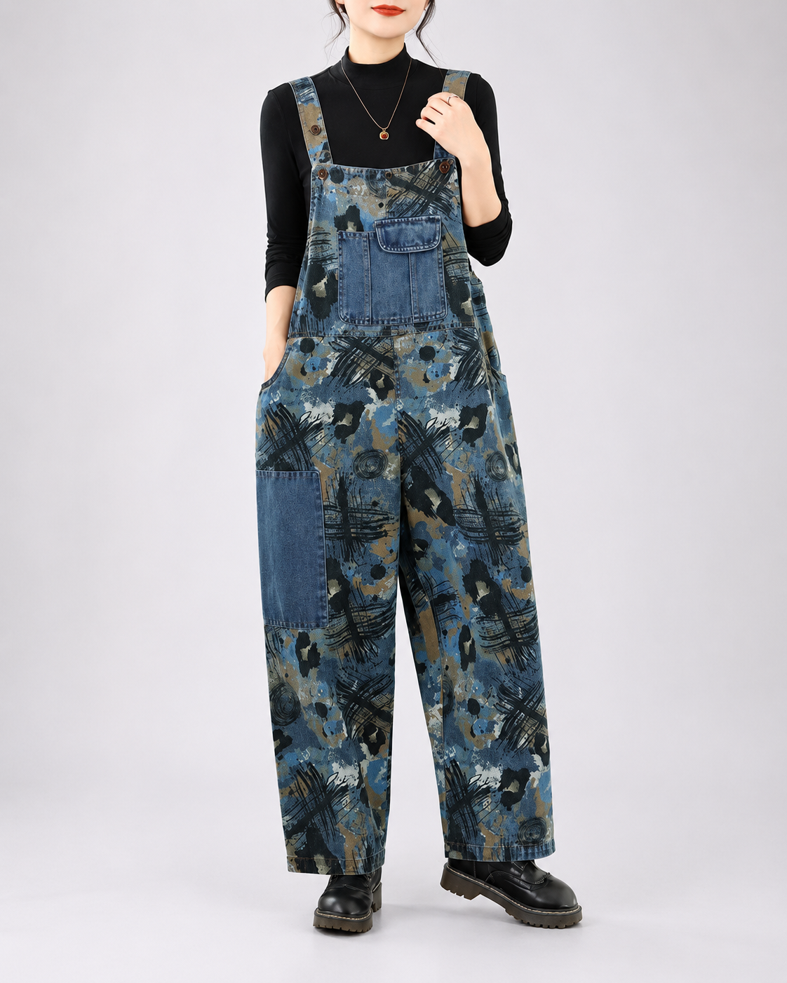Salopette Denim Patchwork Usé