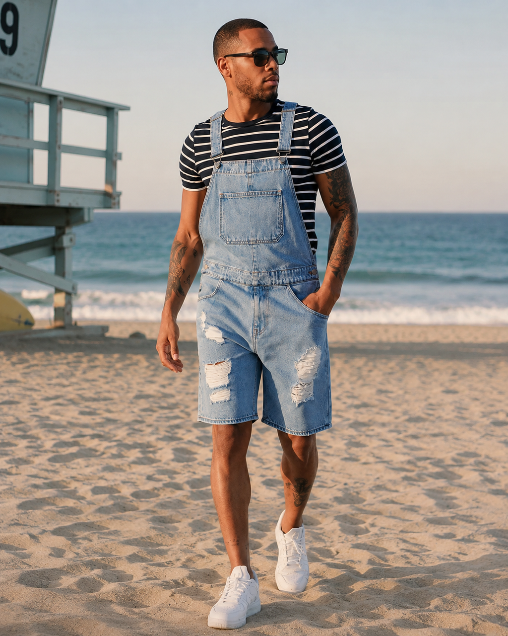 Salopette Short en Denim Souple