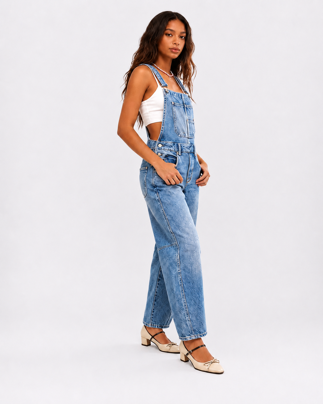Salopette Denim Distressed Femme