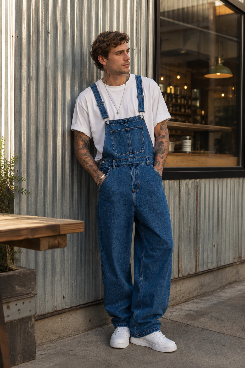 Salopette en Denim Rétro Américain