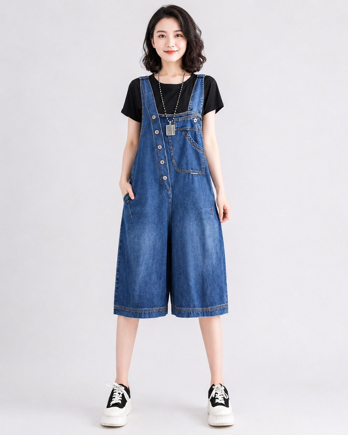 Salopette Denim Slim Distressed