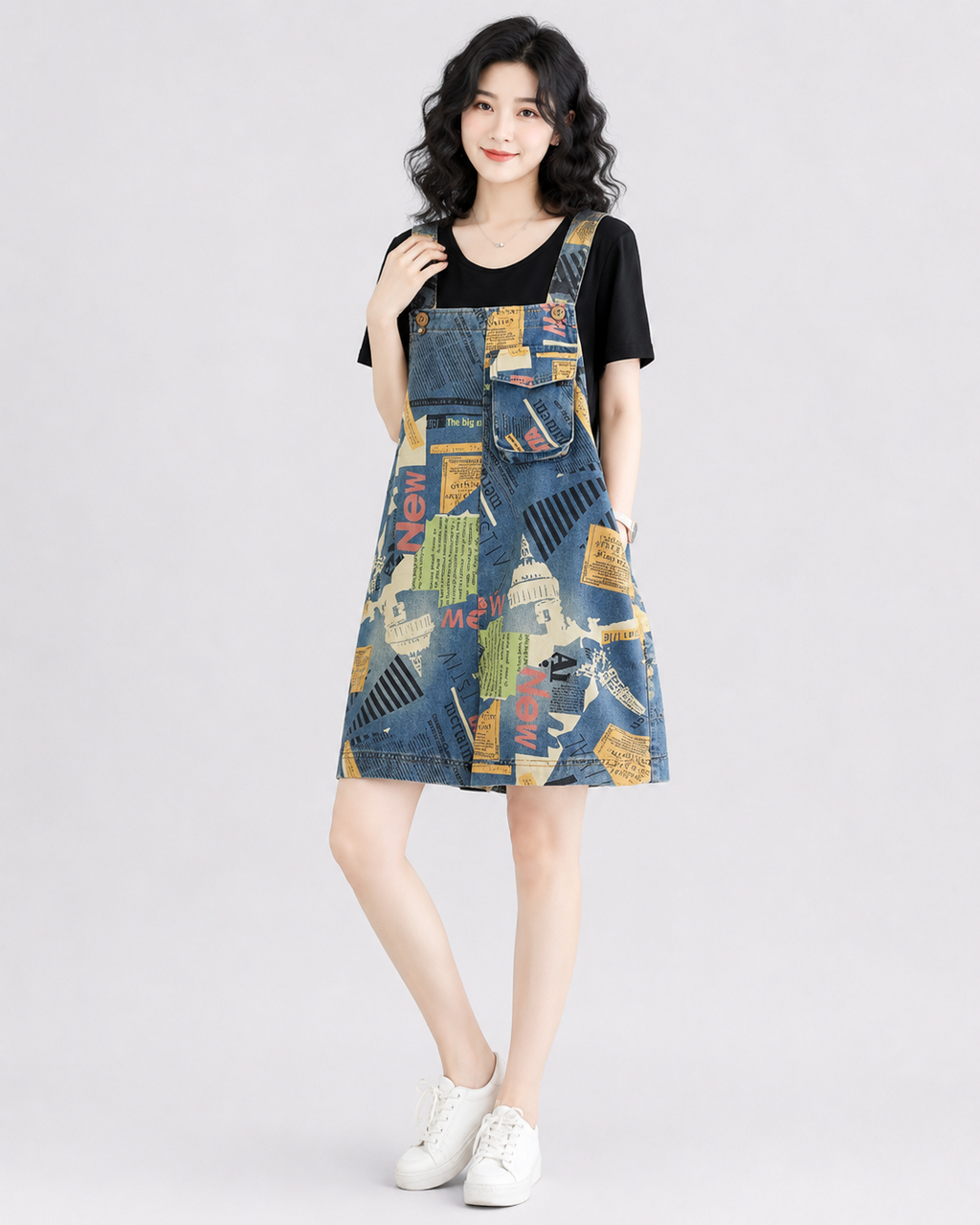 Salopette Denim Imprimé Streetwear