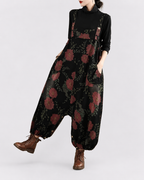 Salopette en denim floral sarouel