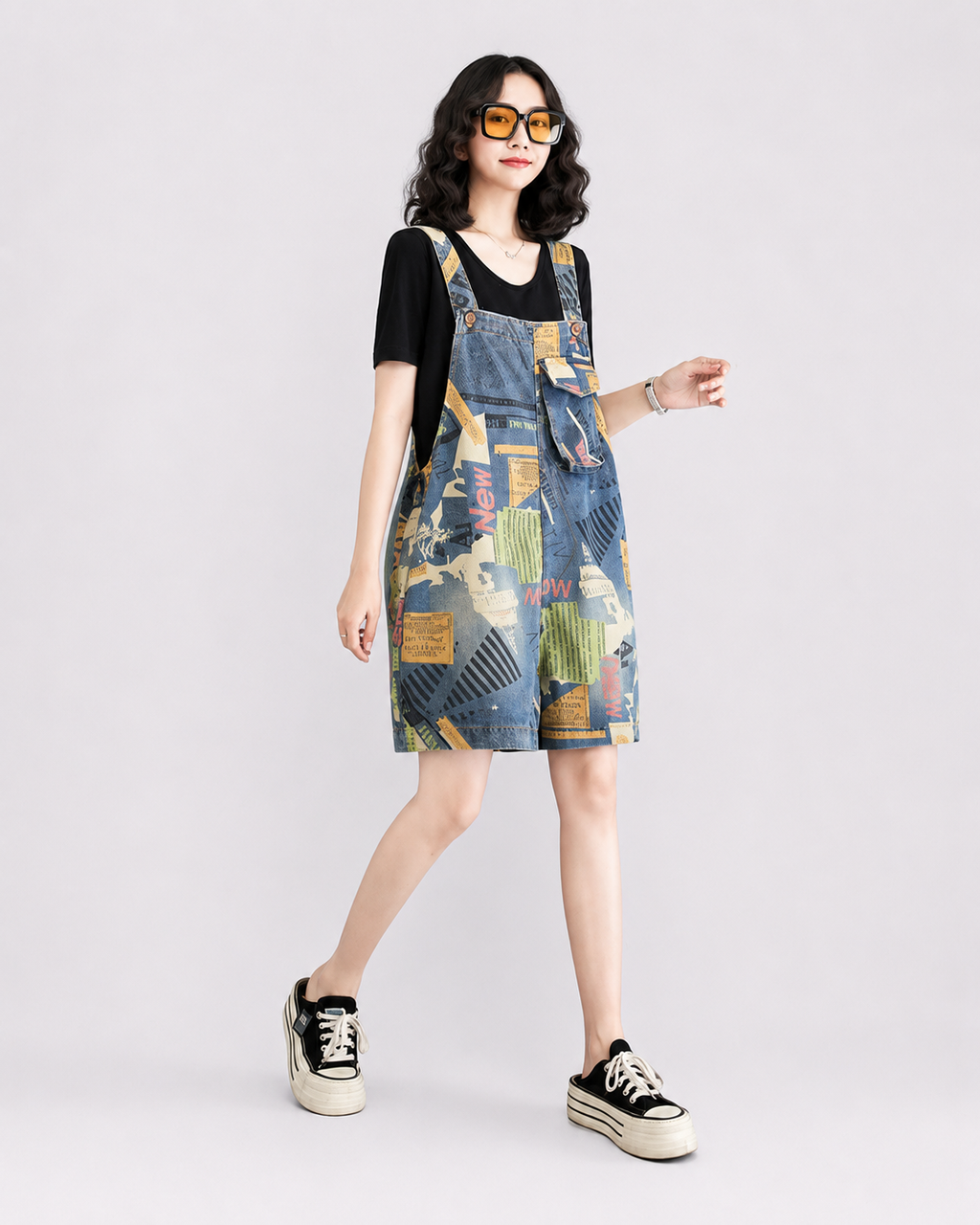 Salopette Denim Imprimé Streetwear