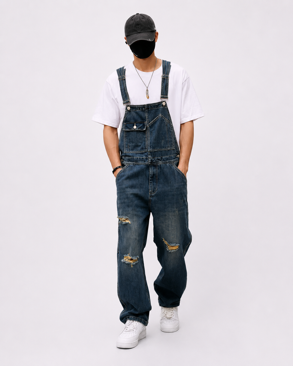 Salopette Denim Trouée Streetwear