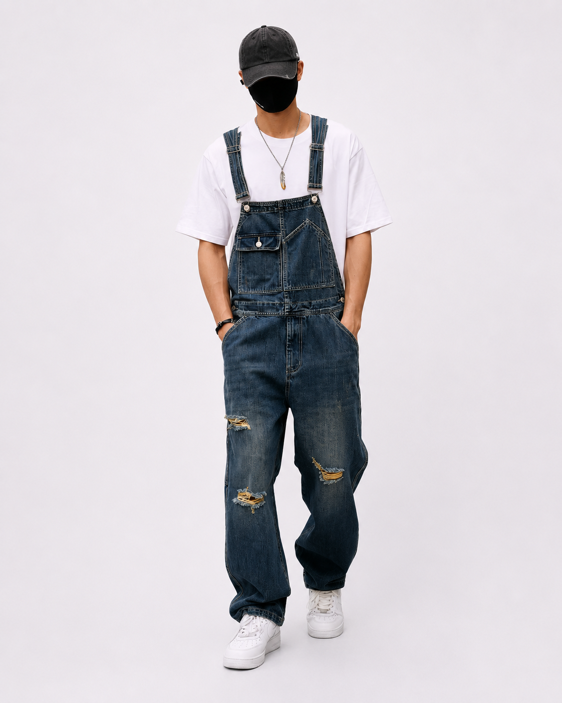 Salopette Denim Trouée Streetwear