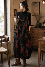 Salopette en denim floral sarouel