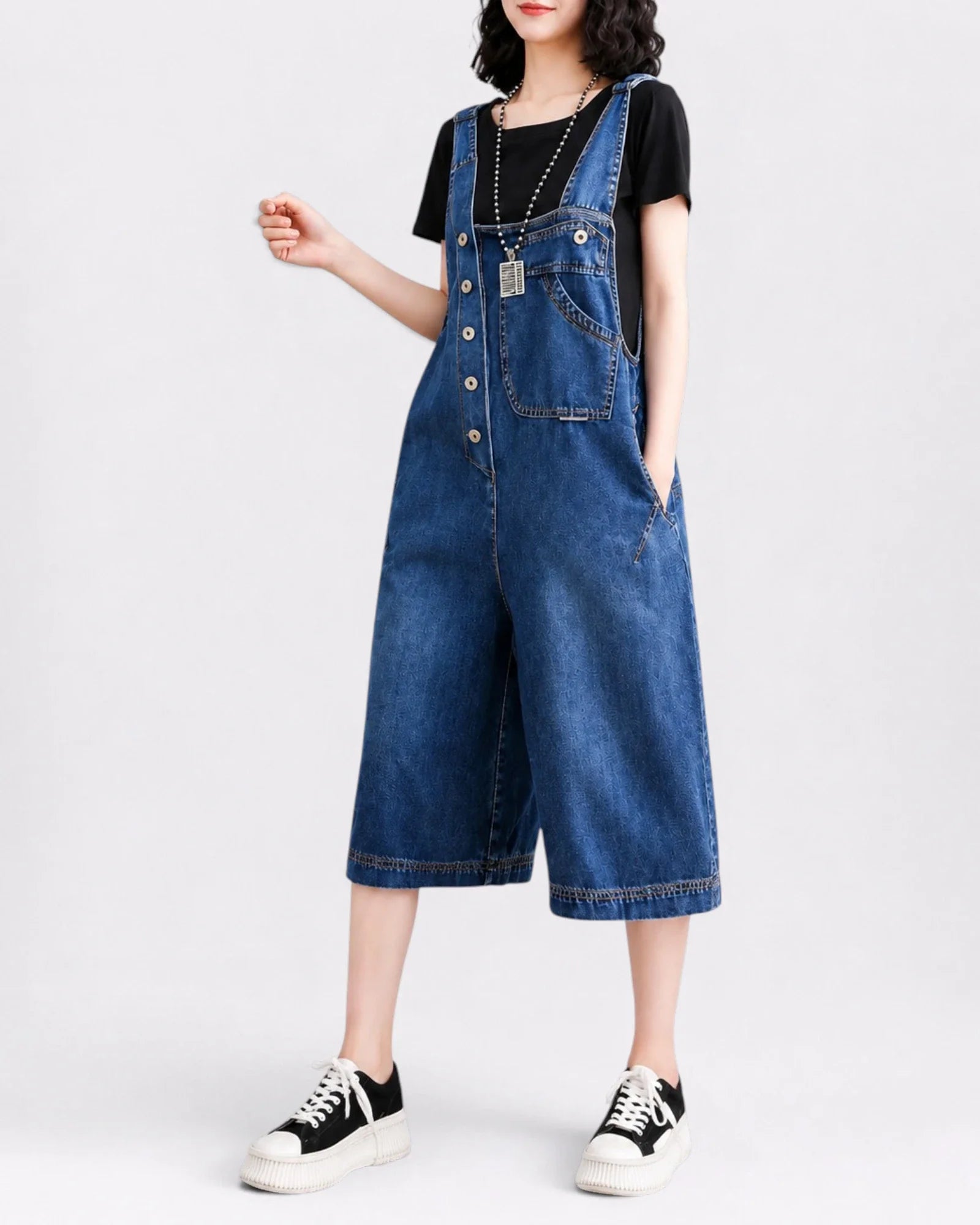 Salopette Denim Slim Distressed