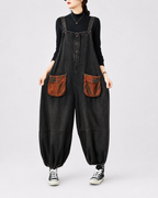 Salopette Large en Denim Brodé