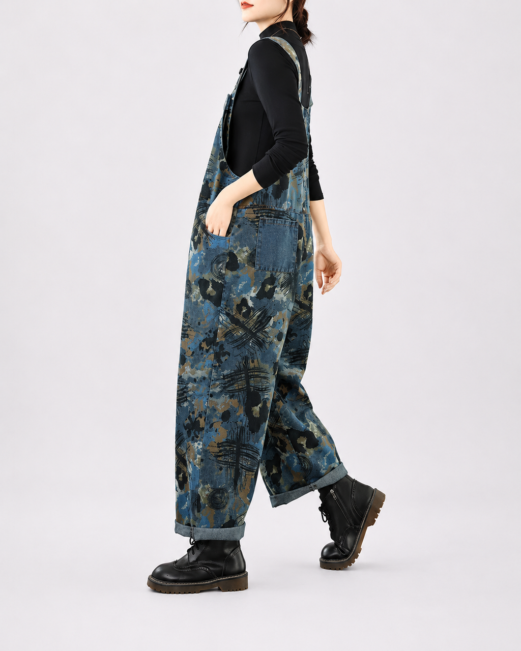 Salopette Denim Patchwork Usé
