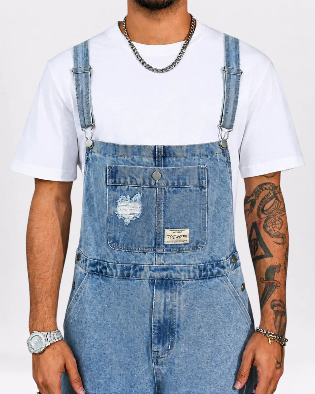 Salopette Cargo avec Détails Ripped