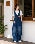 Salopette Denim Brodée Rétro