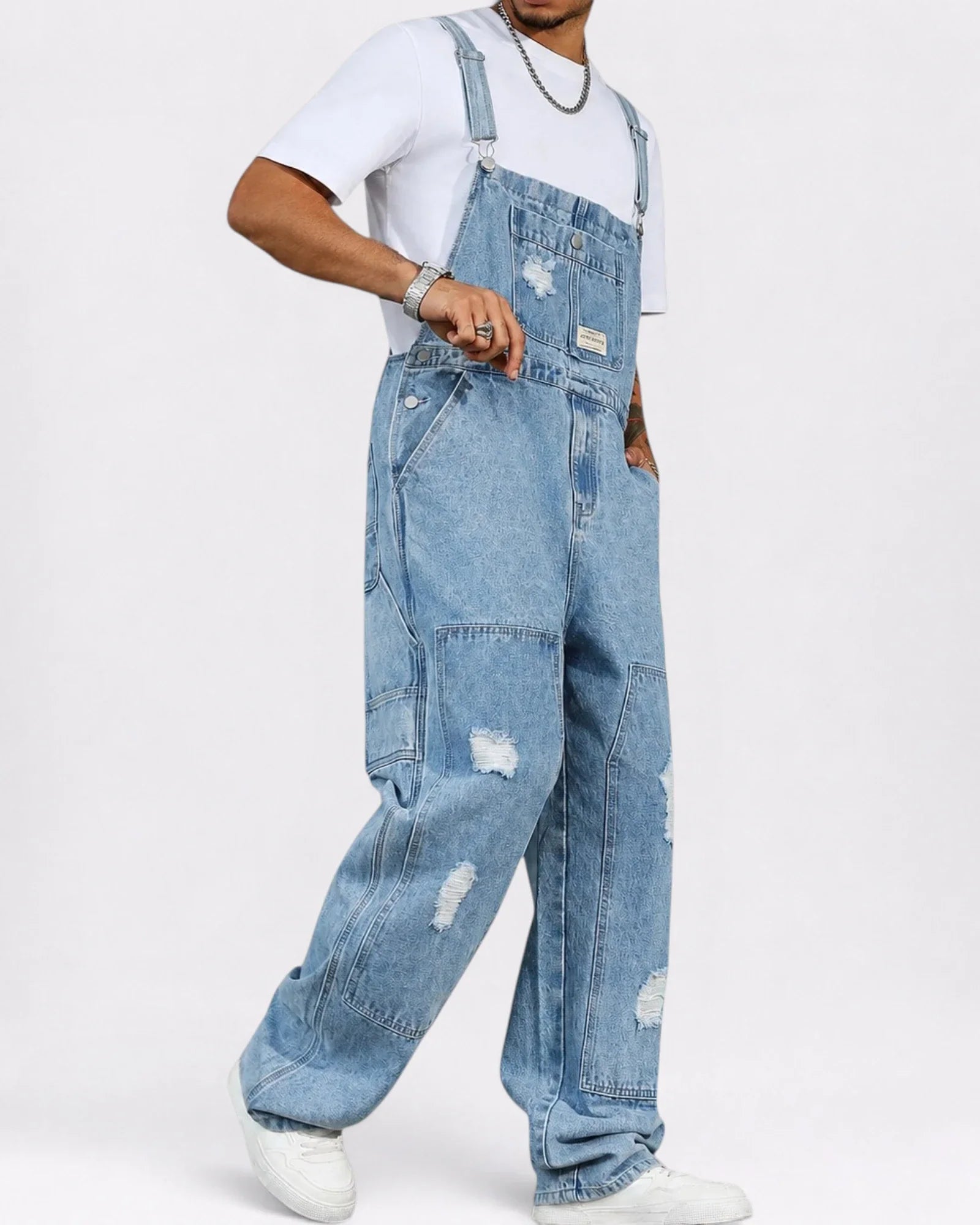 Salopette Cargo avec Détails Ripped