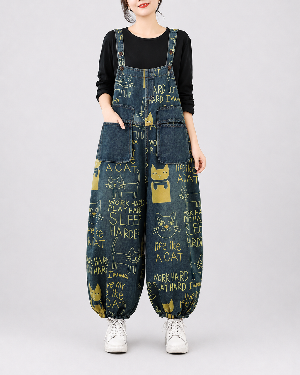 Salopette Ample en Denim Brodée