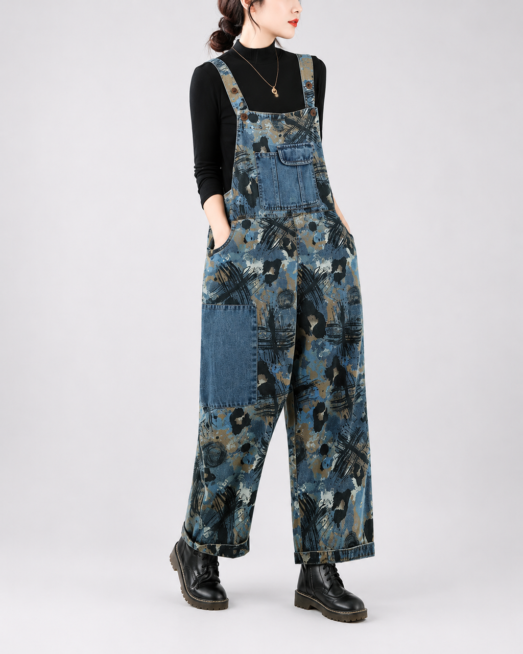 Salopette Denim Patchwork Usé