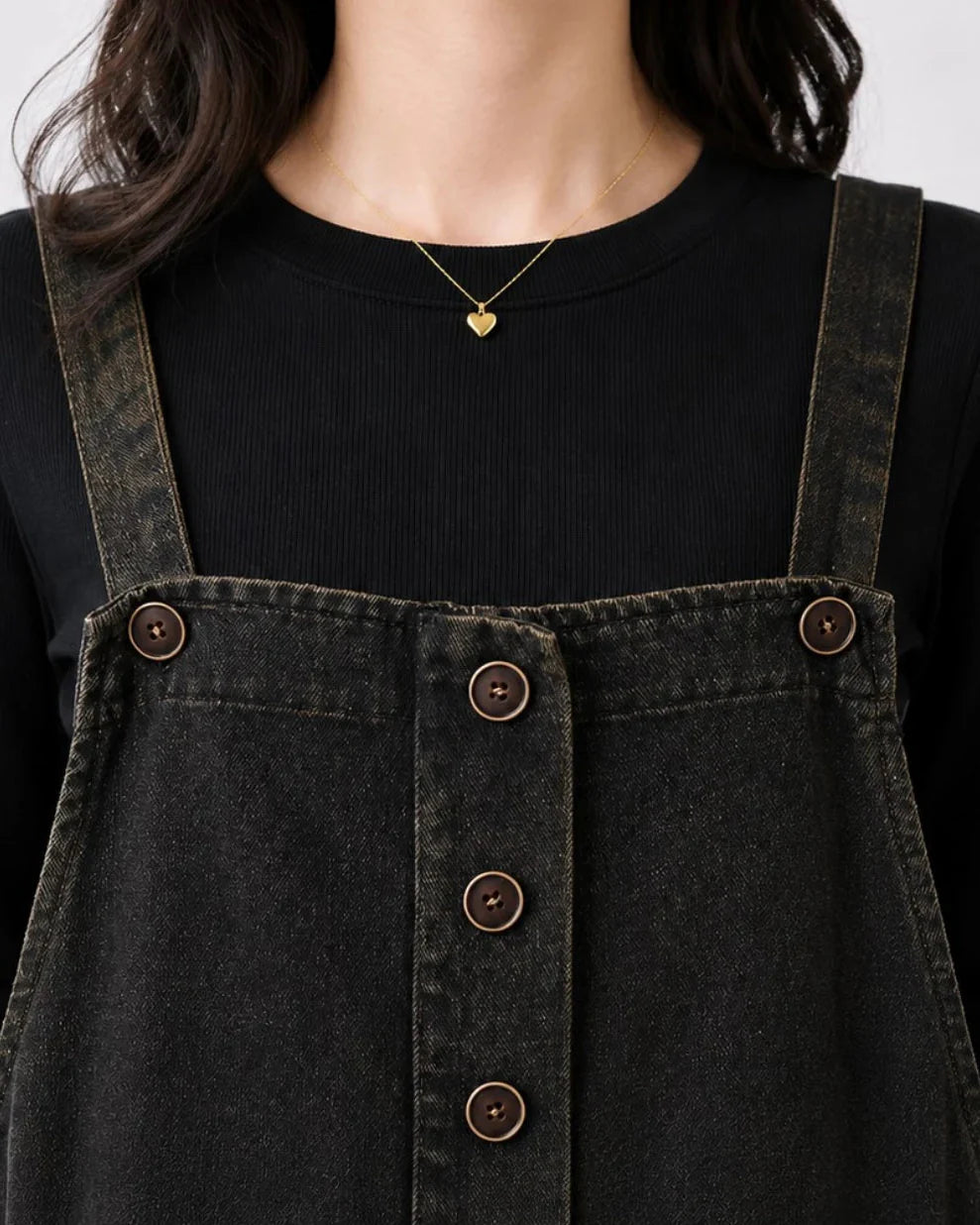 Salopette Large en Denim Brodé