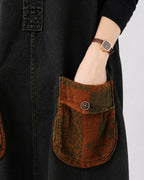 Salopette Large en Denim Brodé