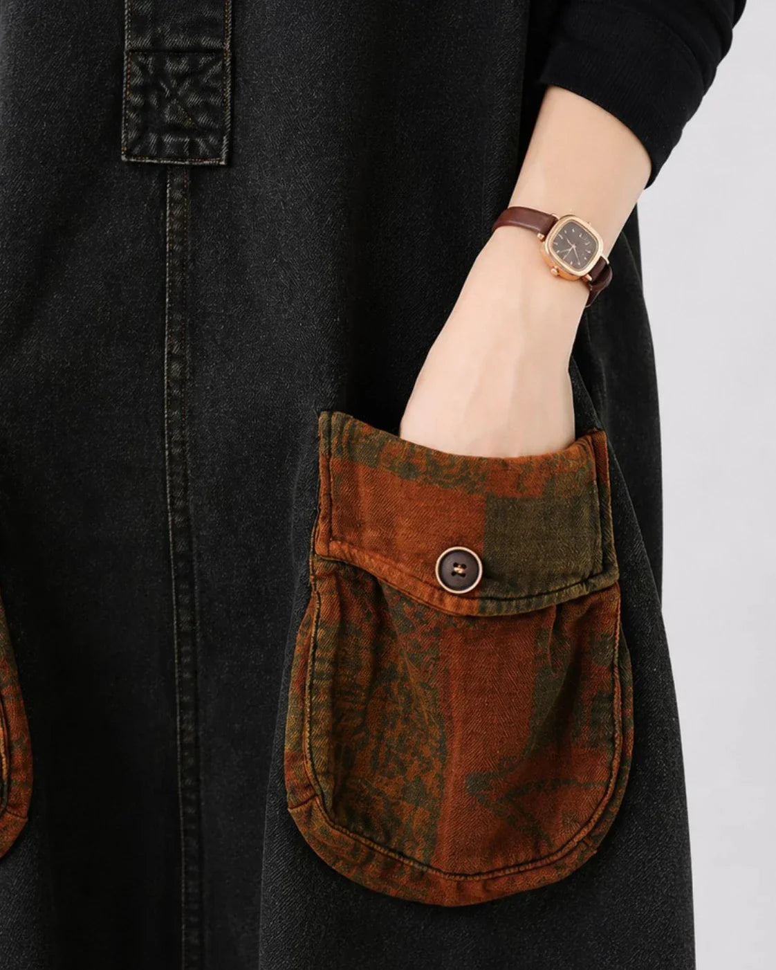 Salopette Large en Denim Brodé