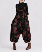 Salopette en denim floral sarouel