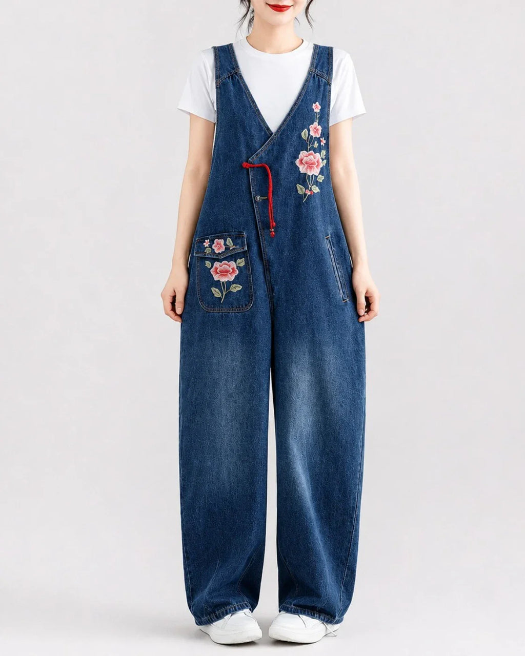 Salopette Denim Brodée Rétro
