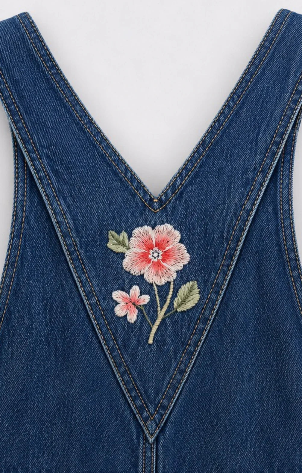Salopette Denim Brodée Rétro