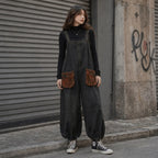 Salopette Large en Denim Brodé